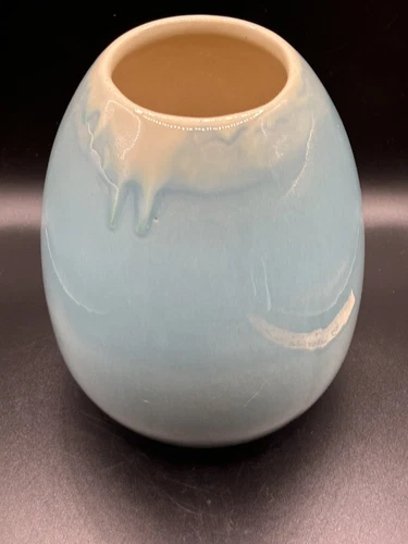 1950s  Vintage Royal Haeger Vase Light Blue White Drip USA Pottery Midcentury