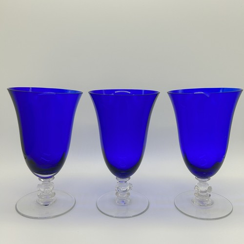 Set Of 3 Footed Tumbler THE11 by THERESIENTHAL Cobalt glasses - Picture 4 of 17