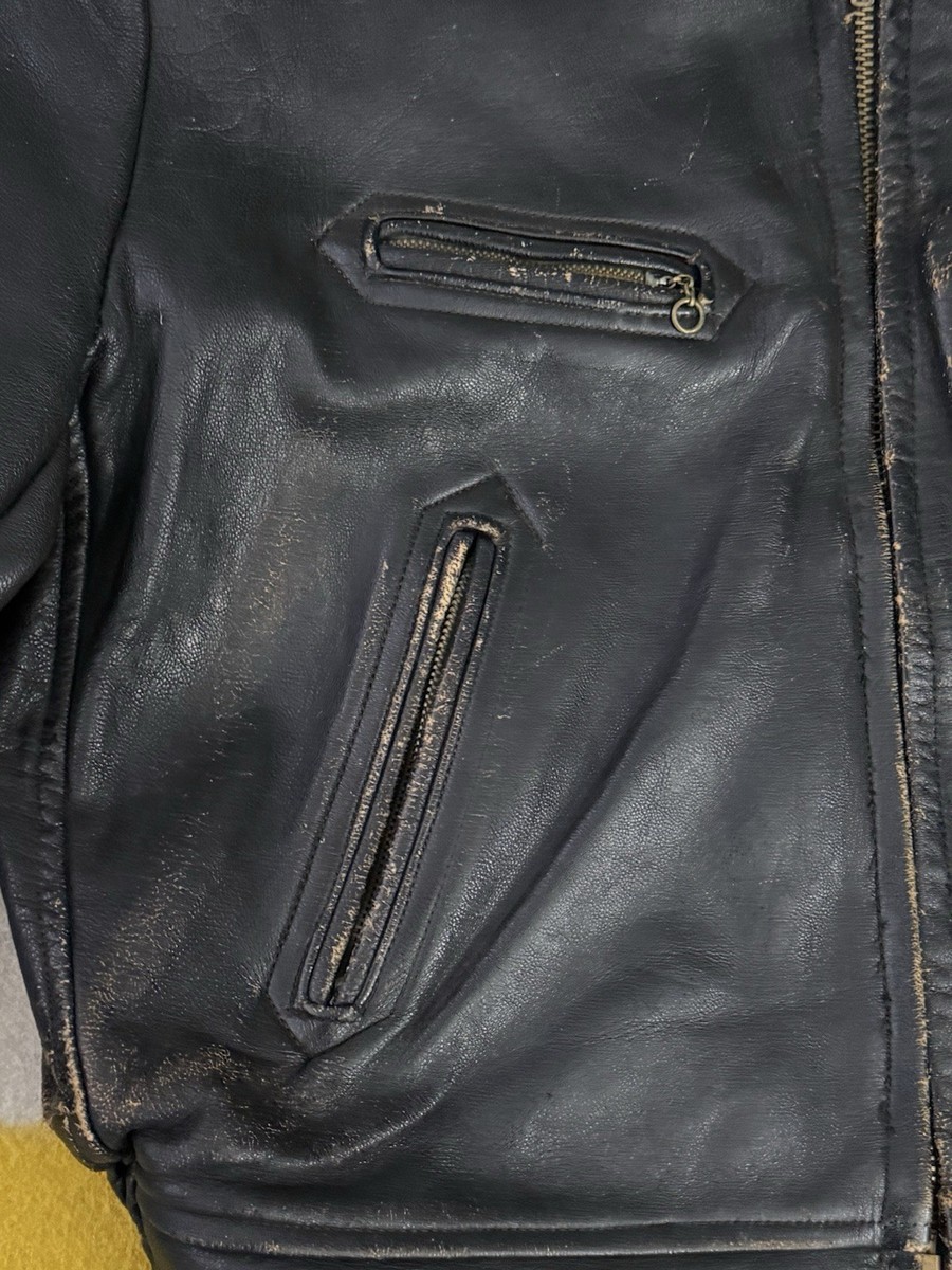 Vintage 50s 1950s Leather Jacket Talon Zipper Arrow Patina