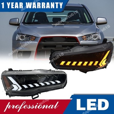 LED Headlight DRL Sequential Turn Signal Lamp for Mitsubishi Lancer EVO X 08-20