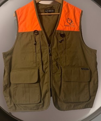 Guide Series Hunting Vest L Heavy Duty Deep Pockets Orange Khaki Bird Full Zip