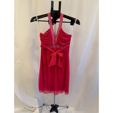 Taboo Halter Dress Size M Red Sleeveless Rhinestone Tie Waist Party