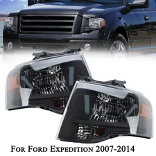 Halogen Headlight Assembly W/Bulbs For Ford Expedition 2007-2014 Headlamps Pair