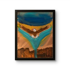 BPR Studio  Eagle Portrait  Abstract Neo Expressionist Painting 14x11 Canvas