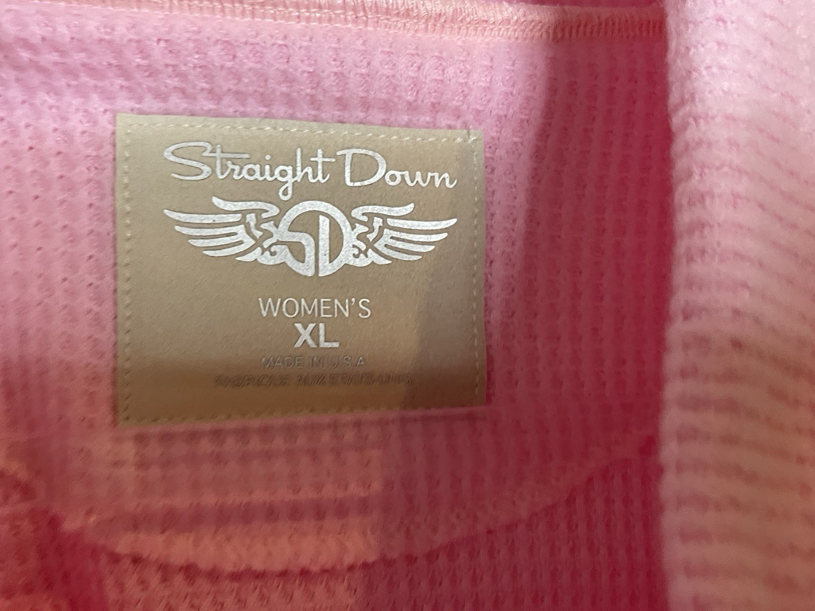 Straight Down Womens Pink Drawstring Thermal Waff… - image 3