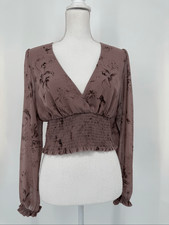 Aritzia Wilfred Sheer Mauve Floral Genoa Blouse Medium