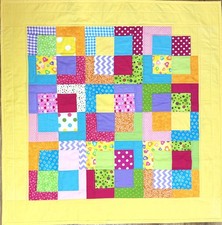 Baby Quilt Handmade Girl's Bright Colors Crib Blanket with Heart Backing New