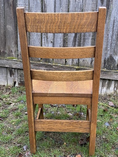 1906-1912 TIGER OAK L & JG STICKLEY MARKED AUTHENTIC SIDE CHAIR BEAUTIFUL COND. - Picture 10 of 21