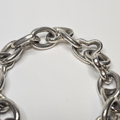 Vintage Sterling Silver Heart Charm Bracelet Retro Y2k Era Chunky Statement 925 - Picture 3 of 9