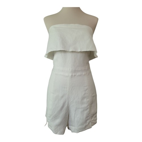 Dolce Vita Women's Nelson Romper in Optic White sz L New Linen Blend Strapless - Picture 2 of 6