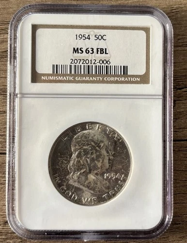 1954 Franklin Half Dollar Coin NGC MS 63 FBL