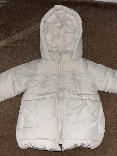 Zara Ivory Puffer Jacket 18-24 Mths ~ Fur Lined Great Condition (H14) - Picture 1 of 6