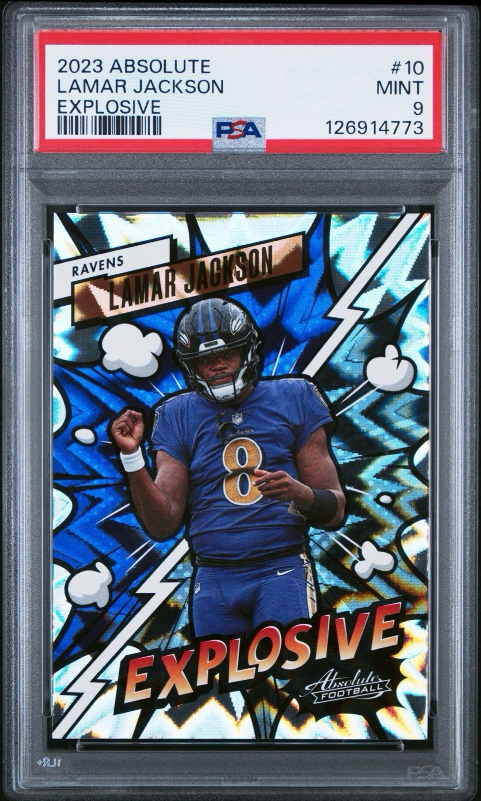 2023 Panini Absolute Lamar Jackson #10 Explosive Insert PSA 9 Ravens NFL