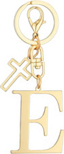Gold Alphabet Initial Keychain for Women - A-Z Letter Cross Accessory