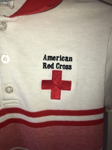 Vintage 70s 80s Champion American Red Cross Embroidered Polo Shirt Size S RARE - Picture 3 of 6