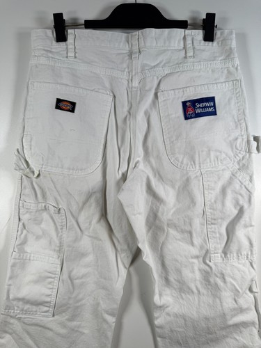 Pantaloni da falegname vintage Dickies uomo Sherwin Williams vernice splatter bianchi taglia 34x34 - Foto 14 di 17