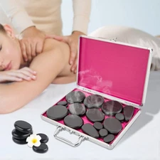 18pcs Hot Stone Basalt Hot Stones Set Massage Natural Hot Rocks with Heater Box
