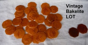 Vintage LOT Bakelite Amber/Apple Juice Buttons (30+ pcs) Octagonal 1" size - EUC