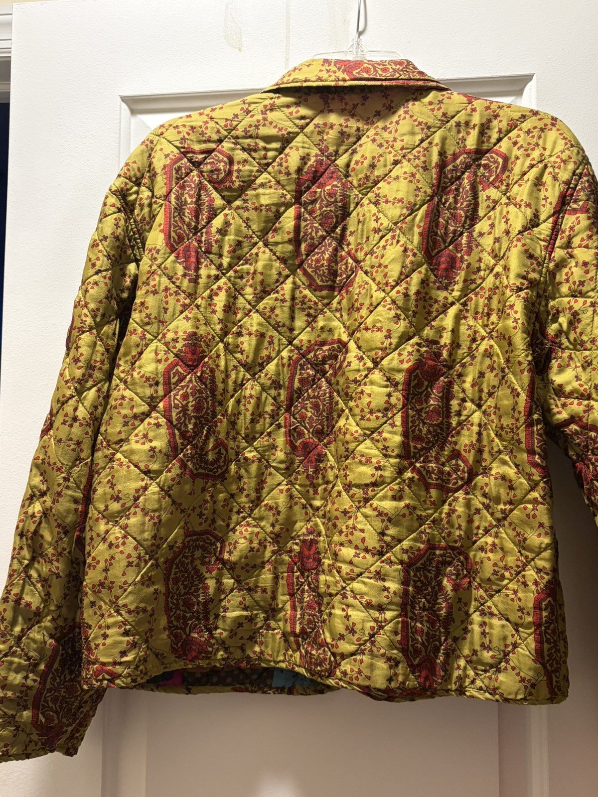 Vtg Clio M Silk Patchwork Reversible Quilted Padd… - image 7