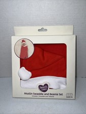 Parent s Choice Muslin Swaddle and Beanie Set Santa Swaddle Size NIB Christmas