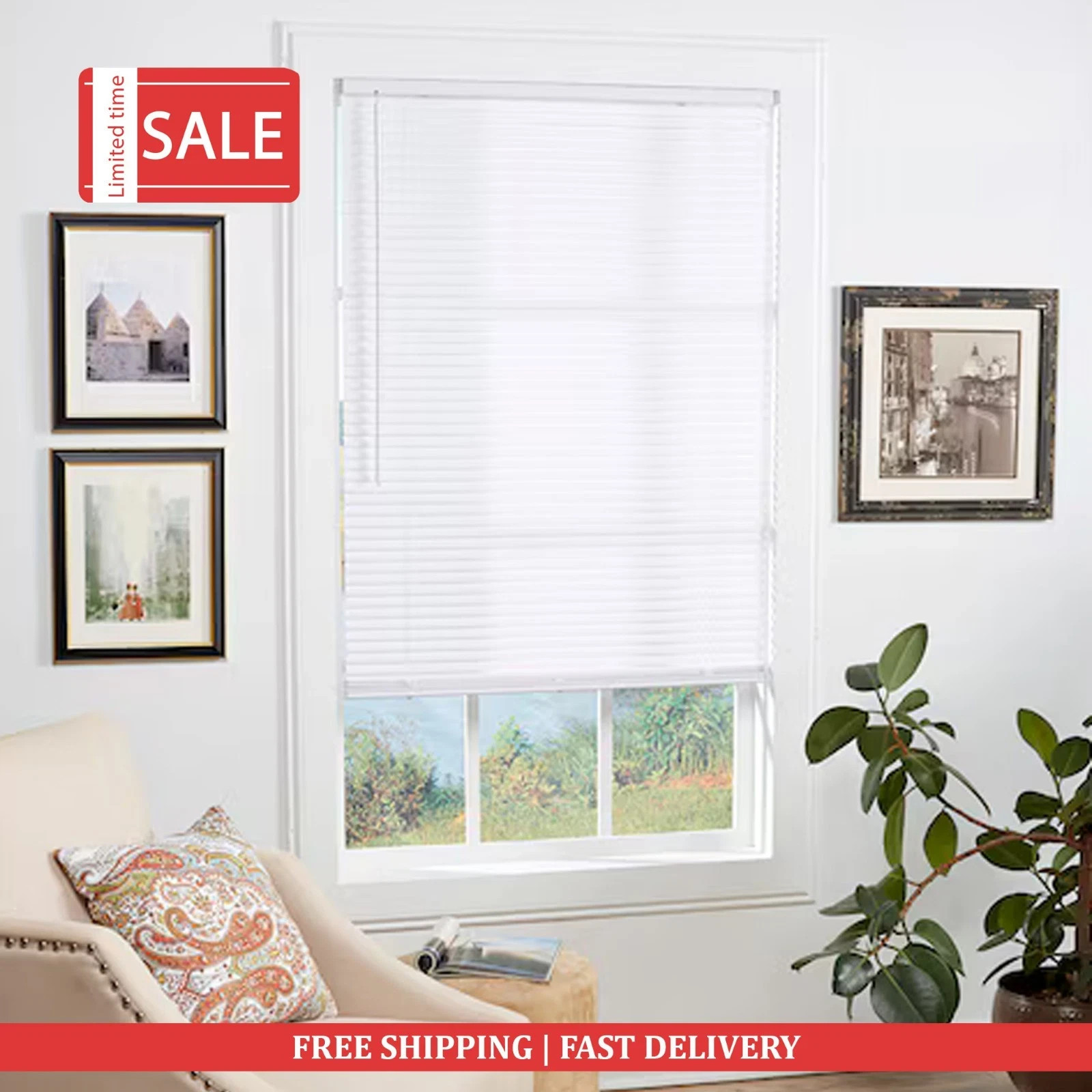 Window Shades - Cordless Mini Blinds Ajustabel to 64" Long - 23" Wide - 43 Inch