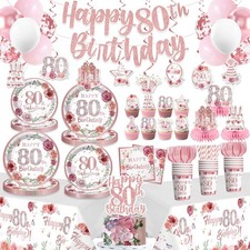 th Birthday Decorations Rose Gold Party Set Tableware Plates Cups 50 Guests
