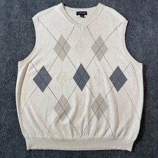 VINTAGE ROUNDTREE  YORKE PREPPY ARGYLE GEOMETRIC SWEATER VEST / XL