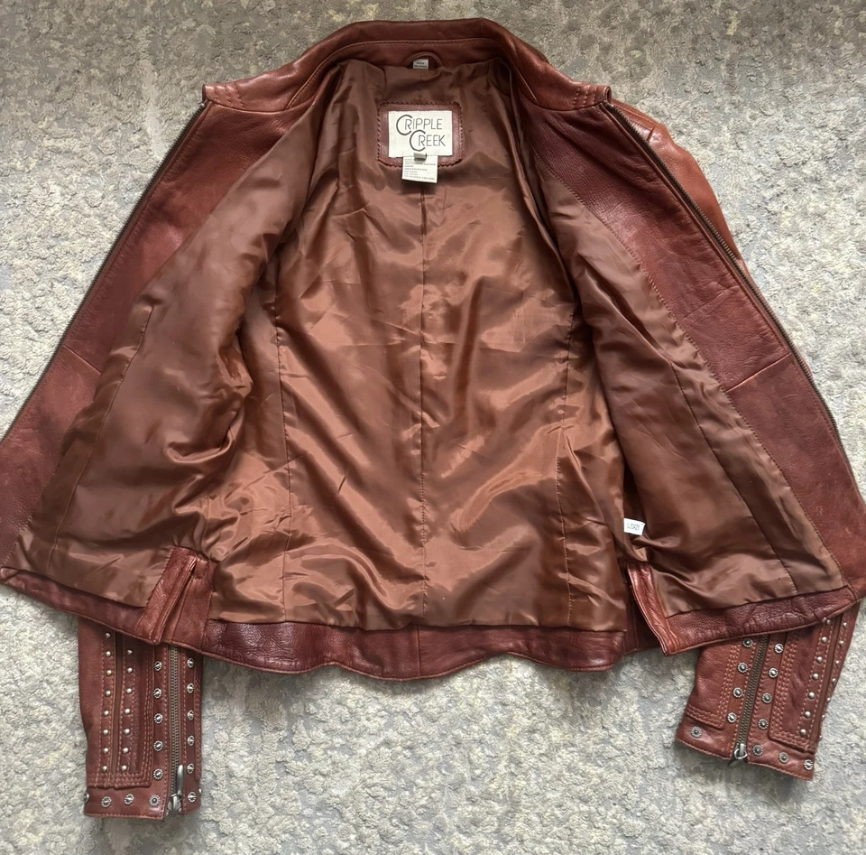 Cripple Creek  Medium Women Western Leather Jacket With Studs Embellishment - Image 4 of 4