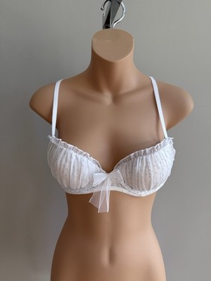 Victoria's Secret Women's Bra 34C, New W/ Tags, White With Baby Blue Polka Dots