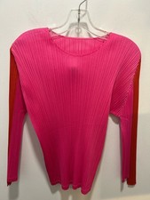 Issey Miyake Pink Poly Pleat Longsleeve Top