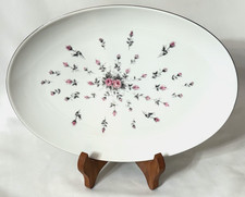 Vintage Harmony House Small Serving Platter HH Lt. Grey Rosebud Pattern Japan
