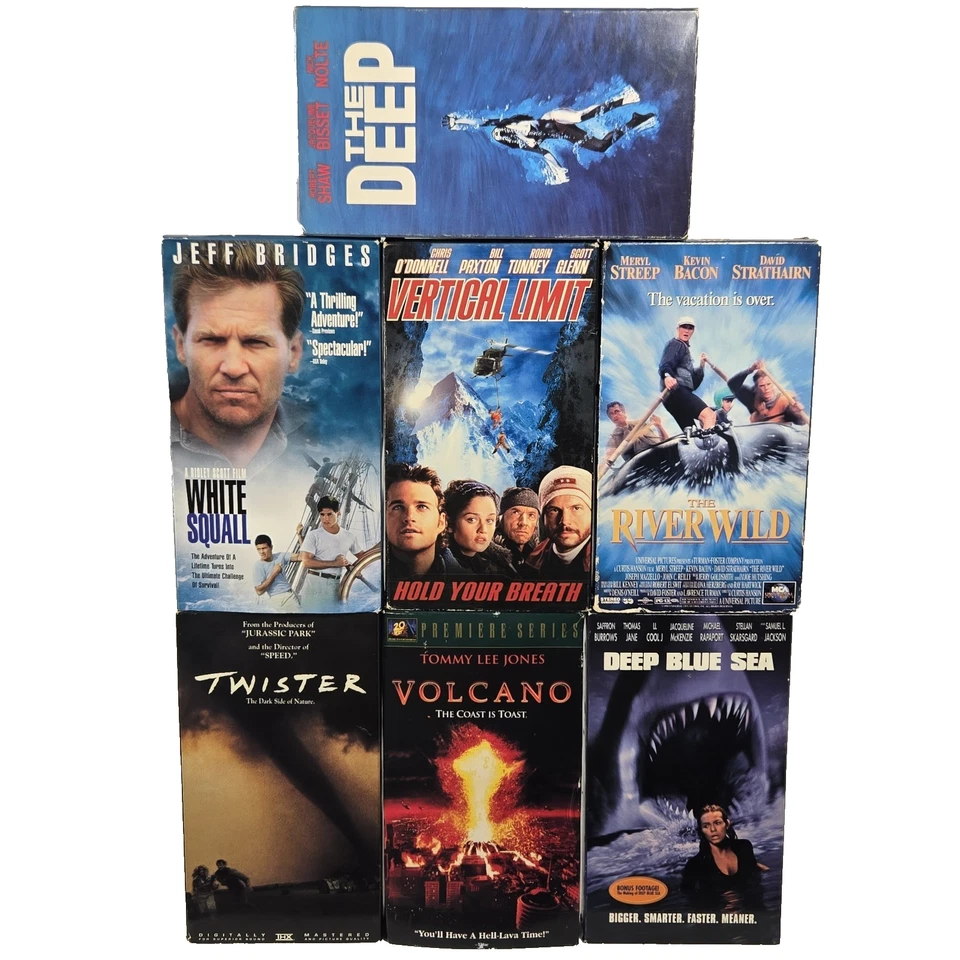 7 VHS Movies Lot Volcano Twister Deep Blue Sea White Squall Vertical Limit Wild - Image 2 of 4