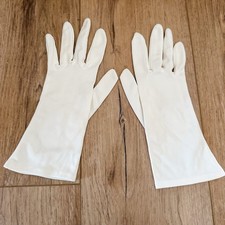 Vintage 50s 60s White Dress Gloves Formal Embroidered Mad Men Pinup