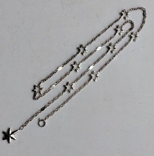 Georg Jensen Sterling Silver Long Star Necklace Designed By Lene Munthe. Mint