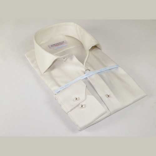 Mens 100% Italian Cotton Shirt High Quality Non Iron SORRENTO Turkey 4452 Stone - Picture 3 of 5