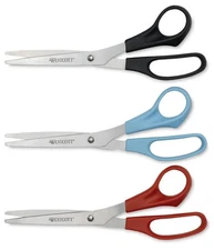 Westcott All Purpose Scissors, 8" Straight, 3/PK, Assorted Colors