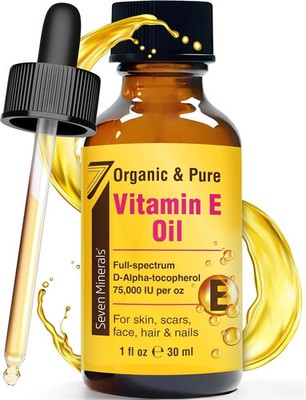 Seven Minerals 100% Pure Vitamin E Oil   Natural, for Skin, Hair & Scars