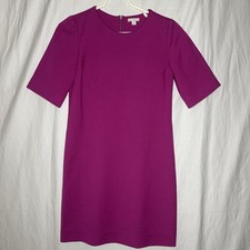 GAP Fuchsia Pink Knit Sheath Dress Full Back Zipper Sz 0 Elbow Length Sleeve 