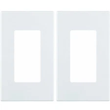 Leviton 80301-SW 1-Gang Decora Plus Wallplate Screwless Snap-On Mount (2...