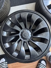 2x TESLA MODEL 3 PERFORMANCE 20" GENUINE UBERTURBINE SATIN GREY ALLOY WHEEL