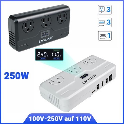 250W Power Spannungswandler Transformator 100V-250V AC auf 110V AC Konverter
