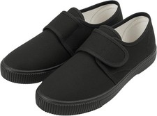 Black Canvas Plimsolls Touch Fastening Unisex Kid Pump Sport School Shoes