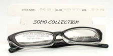 SOHO COLLECTION 108 Black Crystal Womens Rectangle Eyeglasses 52-16-140