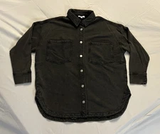 NEW Moco Boutique Women's Go Everywhere Oversized Jacket Black Denim Size Large