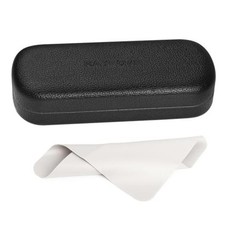 Glasses Case Hard Shell Eyeglass Case with Cleaning Cloth, PU One Size Black