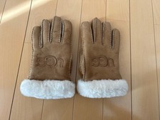 Ugg Beige Suede Gloves With Fur