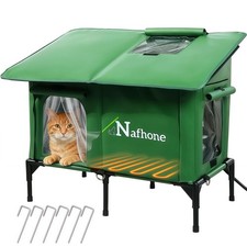 Heated Cat House for Outside, Large Size Insulated Weatherproof Outdoor Cat H...