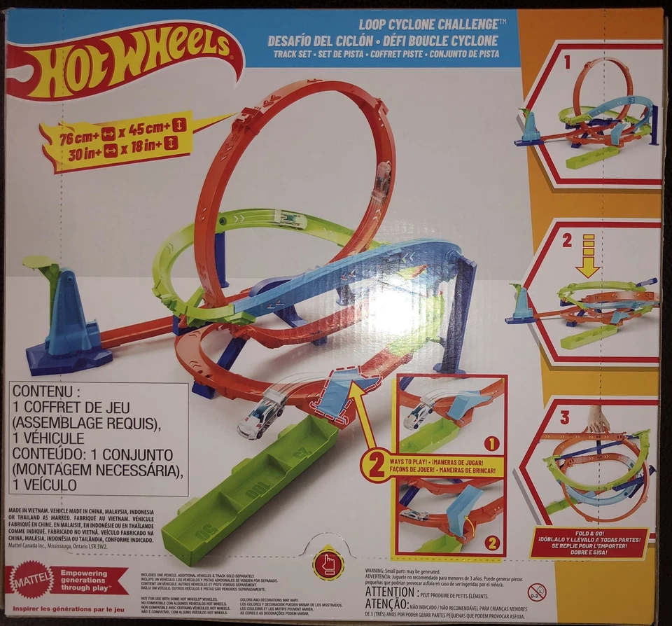 Mattel Hot Wheels Stunt Tracks- Loop Cyclone Challenge Track Set New Fast Ship - Image 3 of 4