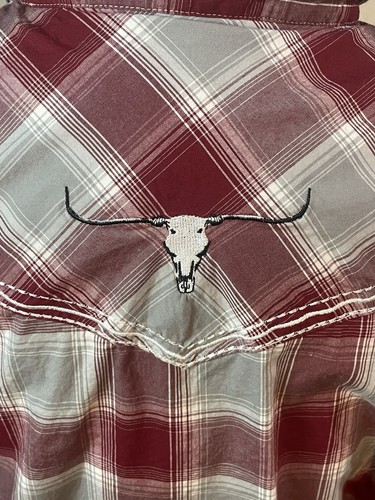 Cowboy Hardware Shirt Mens Large Red Plaid Western Pearl Snap Long Sleeve - Picture 3 of 6