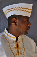White African Hat with Gold Trim-DP2789H
